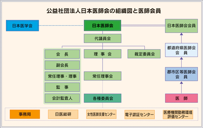 公益社団法人日本医師会の組織図と医師会員