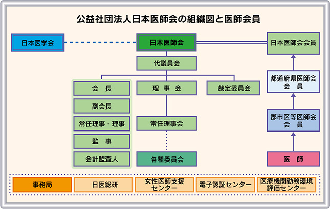 公益社団法人日本医師会の組織図と医師会員