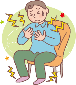 手足に痛みを感じでいる男性のイラスト
